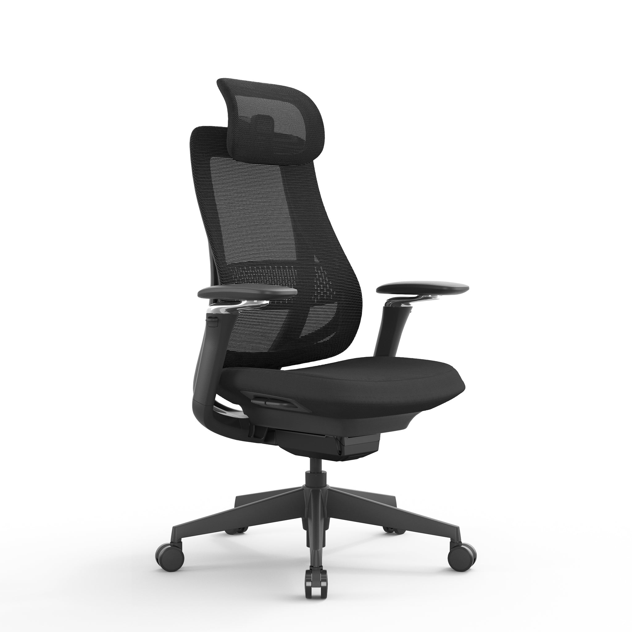 Mesh Milano Office Chair - Full Black with Headrest