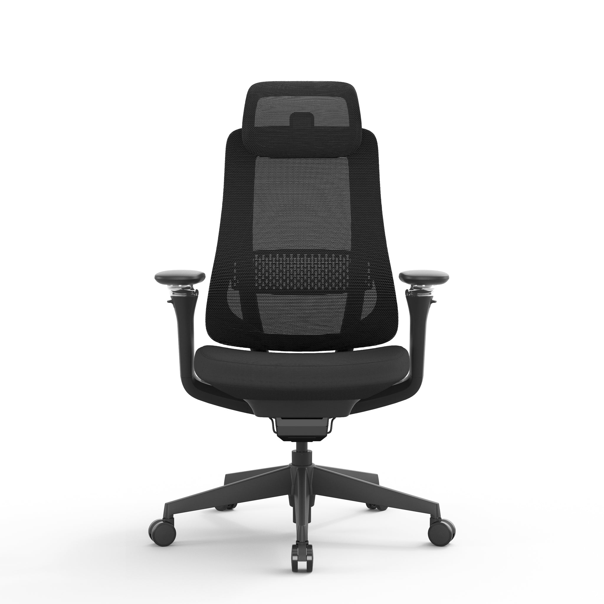 Mesh Milano Office Chair - Full Black with Headrest
