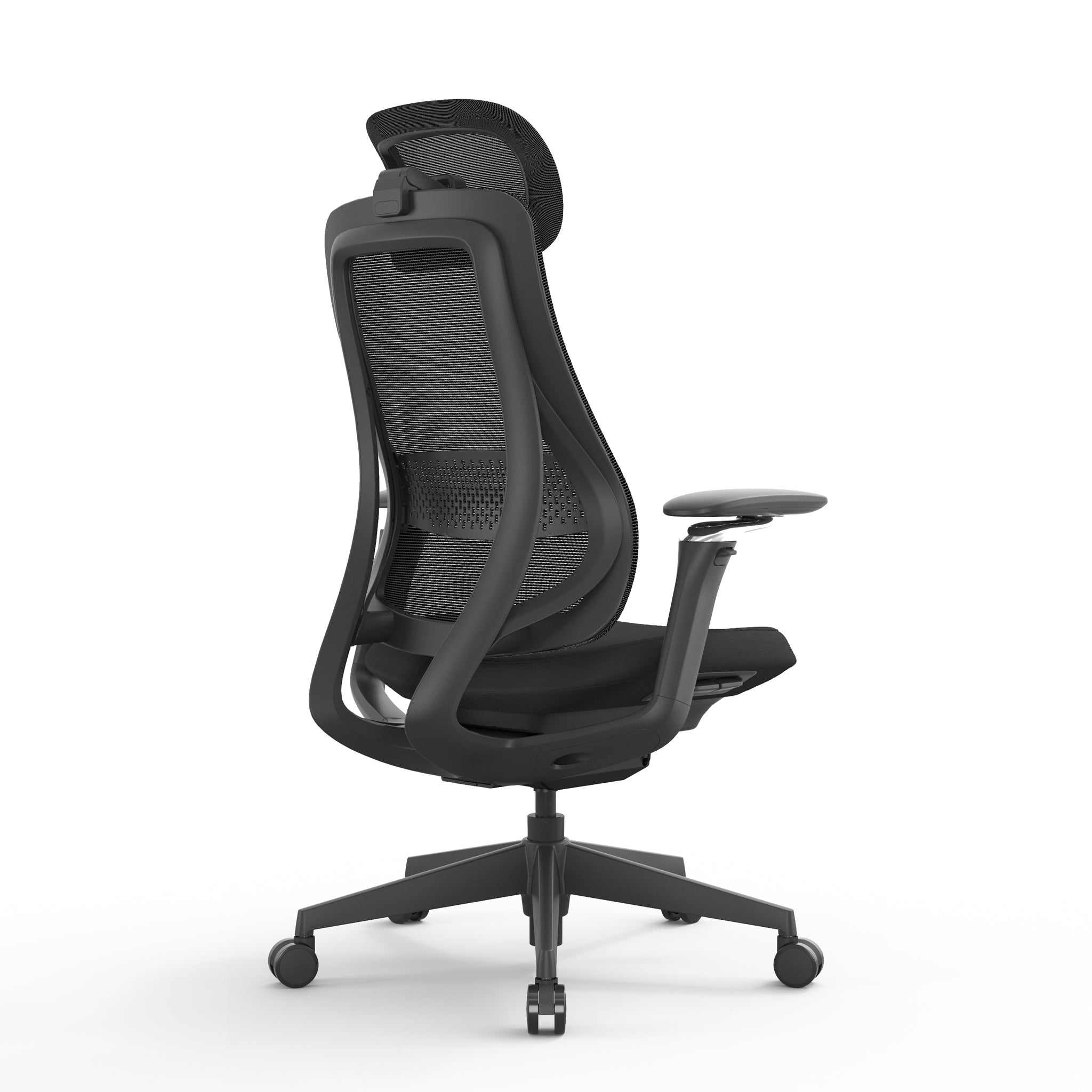 Mesh Milano Office Chair - Full Black with Headrest