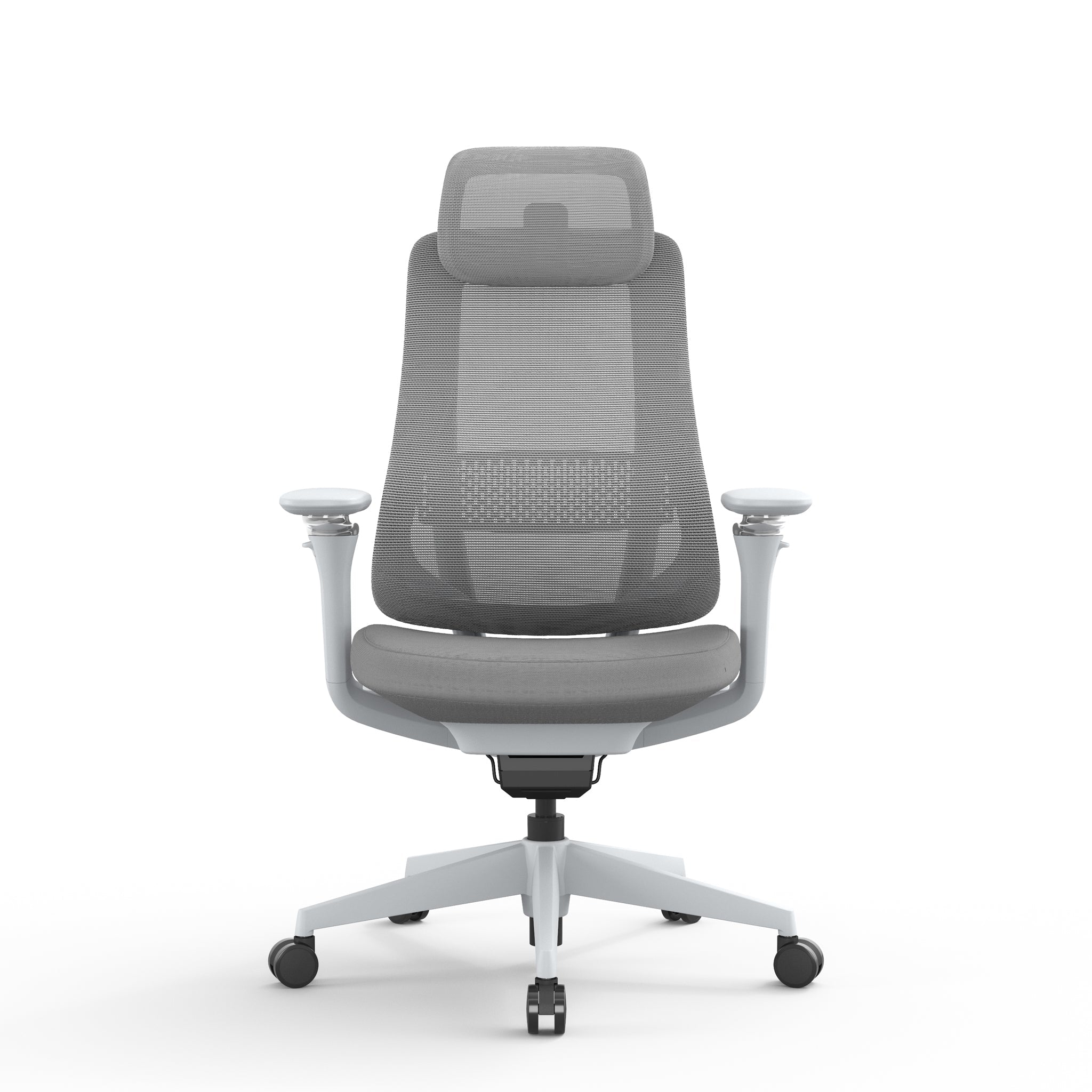 Mesh Milano Office Chair - Light Grey with Headrest
