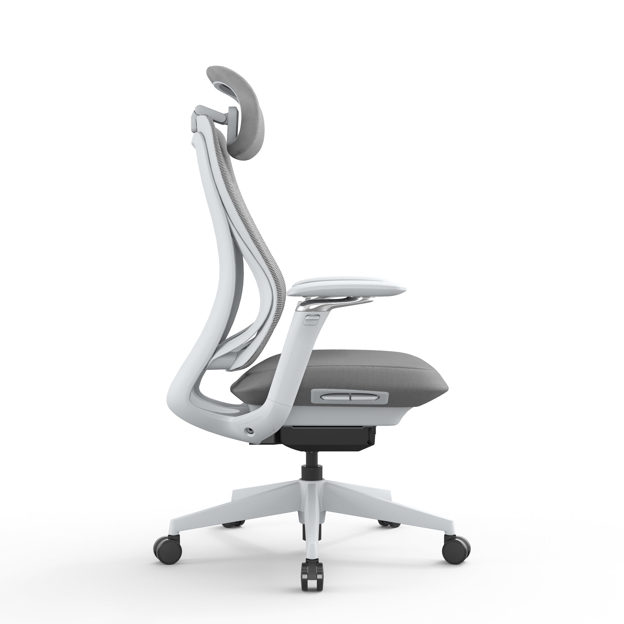 Mesh Milano Office Chair - Light Grey with Headrest