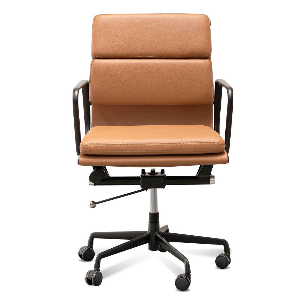 Low Back Milano Office Chair - Saddle Tan in Black Frame