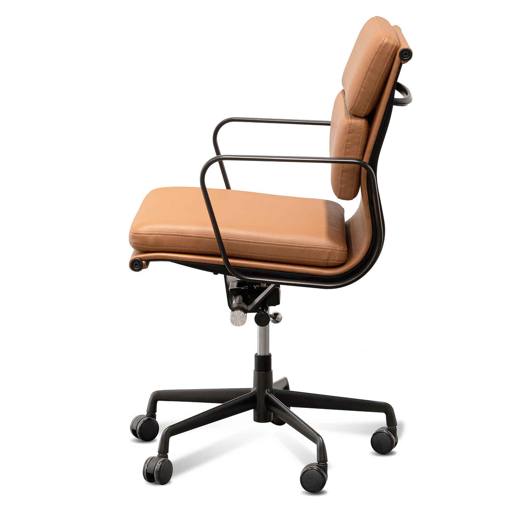 Low Back Milano Office Chair - Saddle Tan in Black Frame