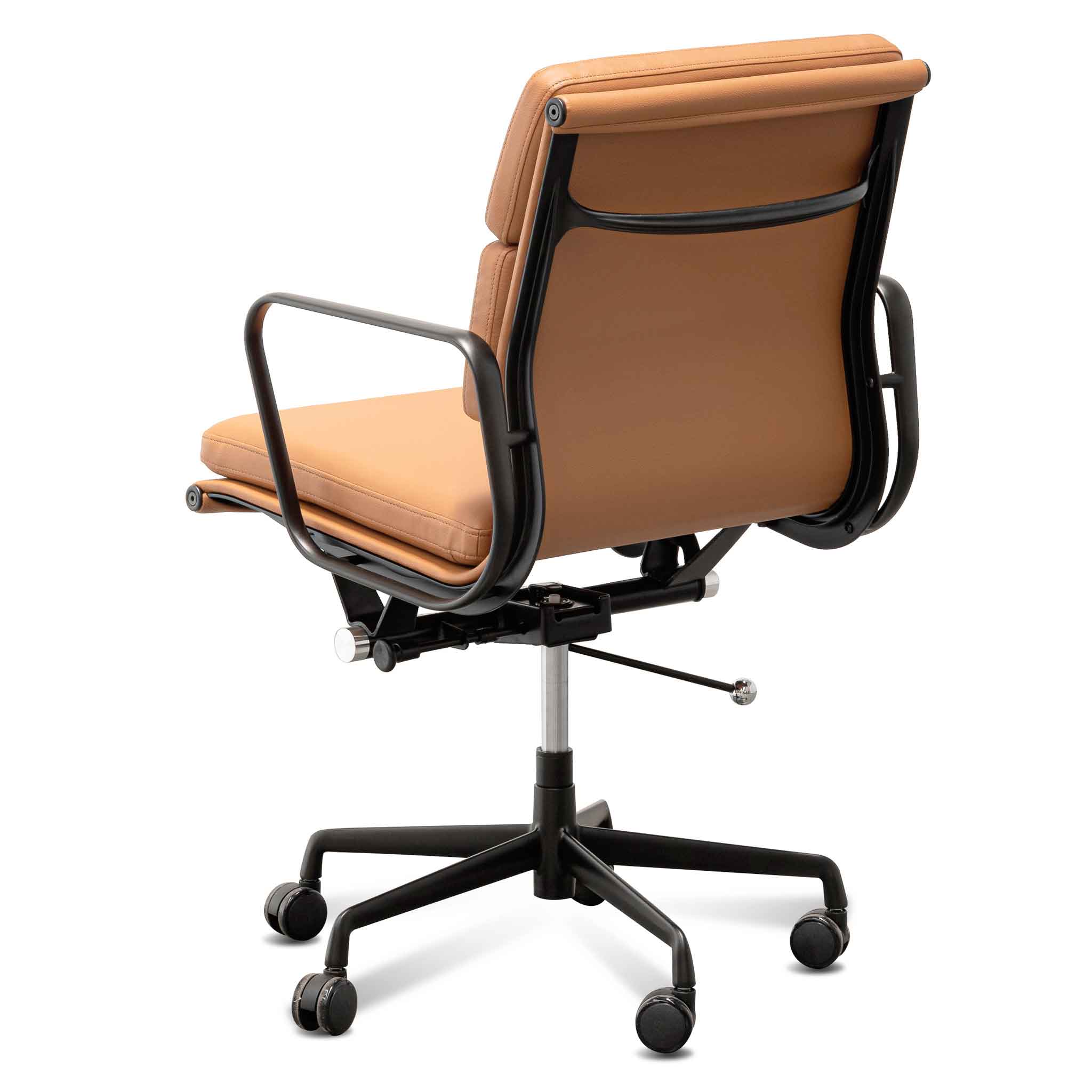 Low Back Milano Office Chair - Saddle Tan in Black Frame