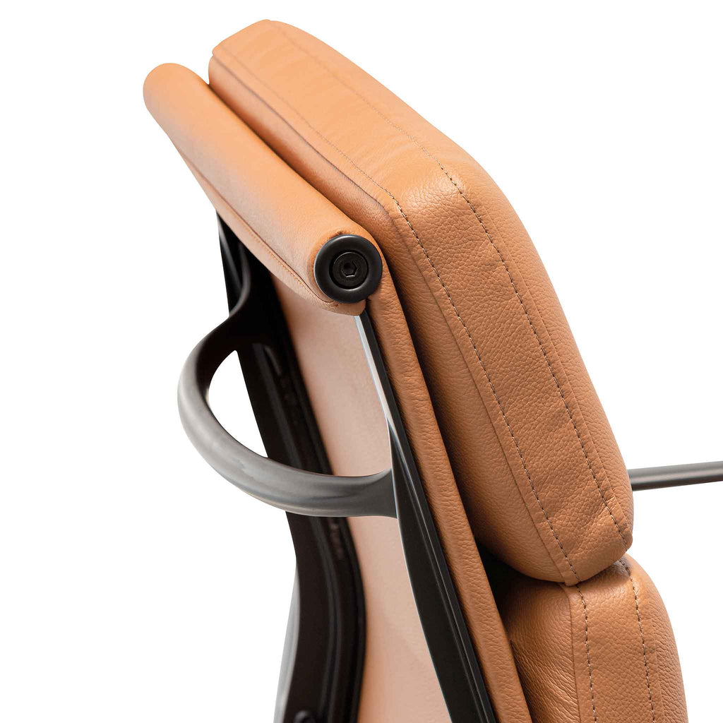 Low Back Milano Office Chair - Saddle Tan in Black Frame