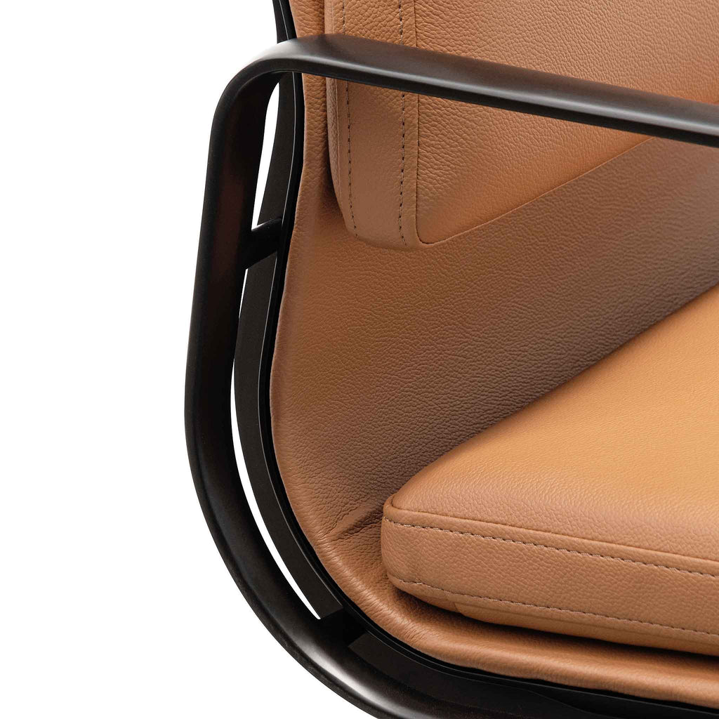 Low Back Milano Office Chair - Saddle Tan in Black Frame