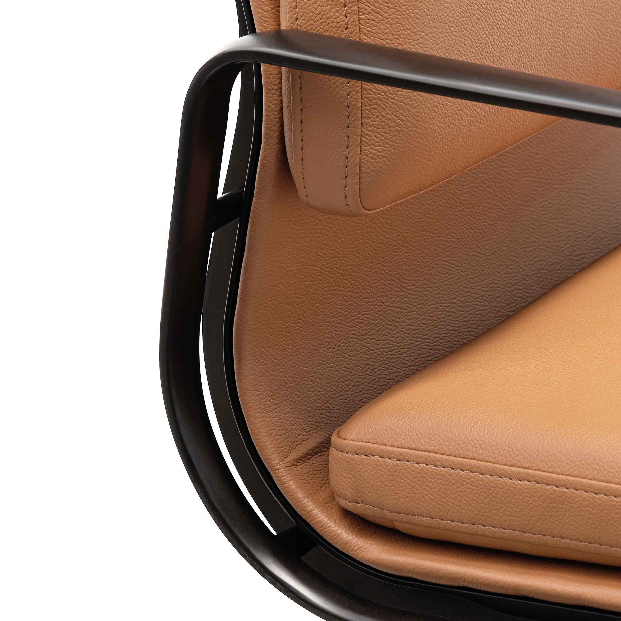 Low Back Milano Office Chair - Saddle Tan in Black Frame