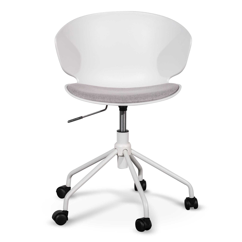 White Milano Office Chair - Light Grey Seat