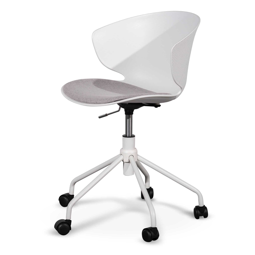 White Milano Office Chair - Light Grey Seat