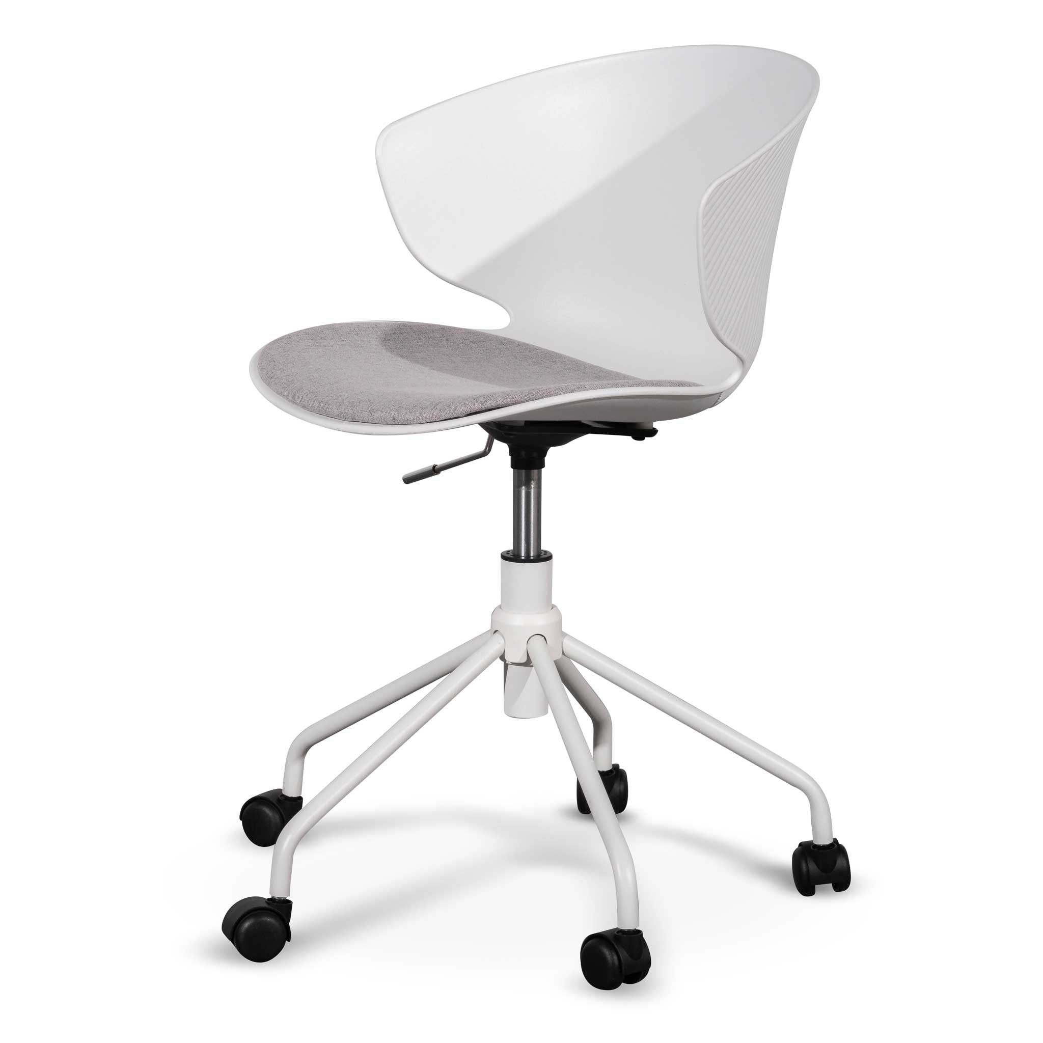 White Milano Office Chair - Light Grey Seat
