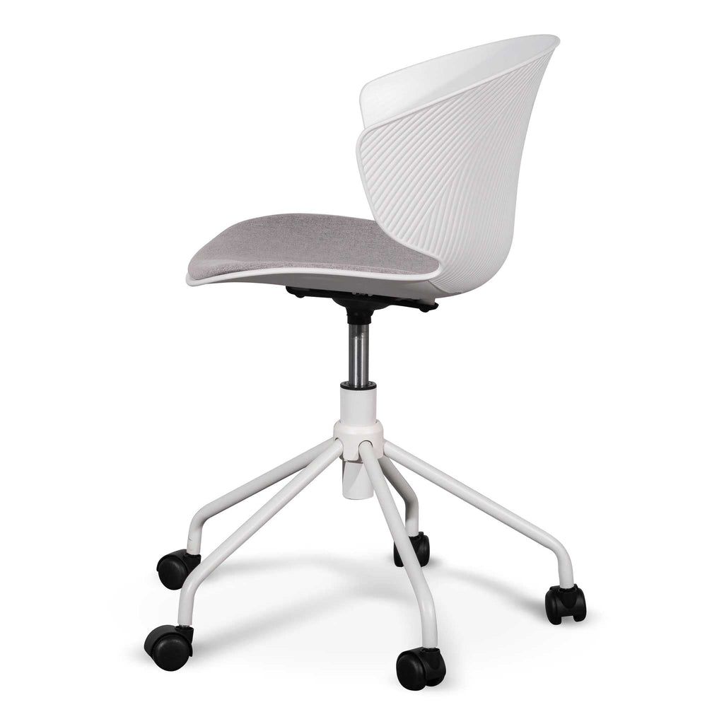 White Milano Office Chair - Light Grey Seat