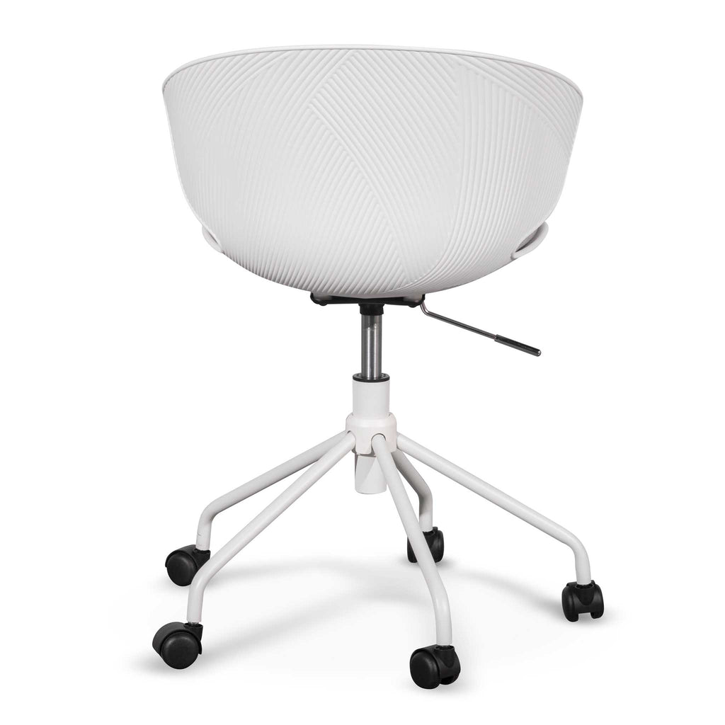 White Milano Office Chair - Light Grey Seat