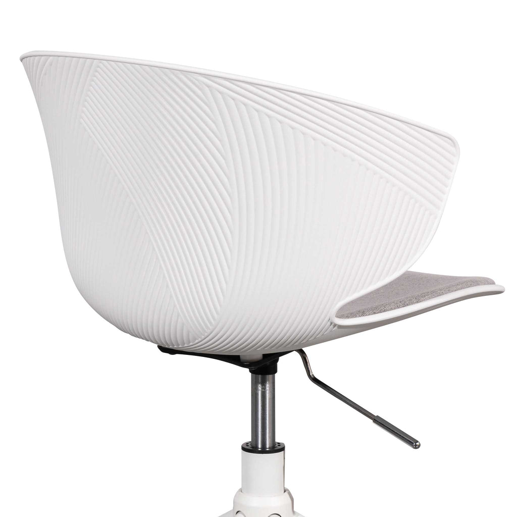 White Milano Office Chair - Light Grey Seat