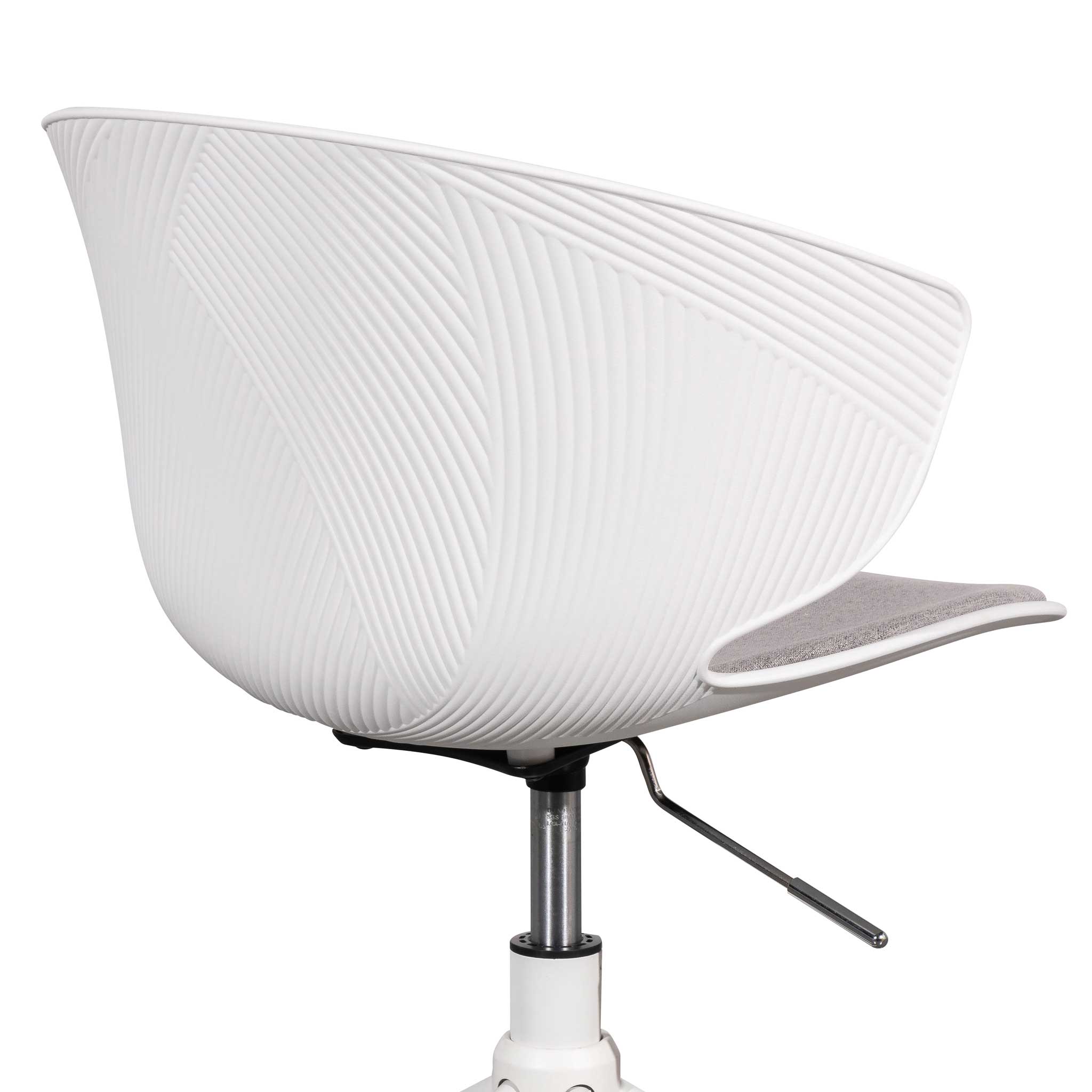 White Milano Office Chair - Light Grey Seat