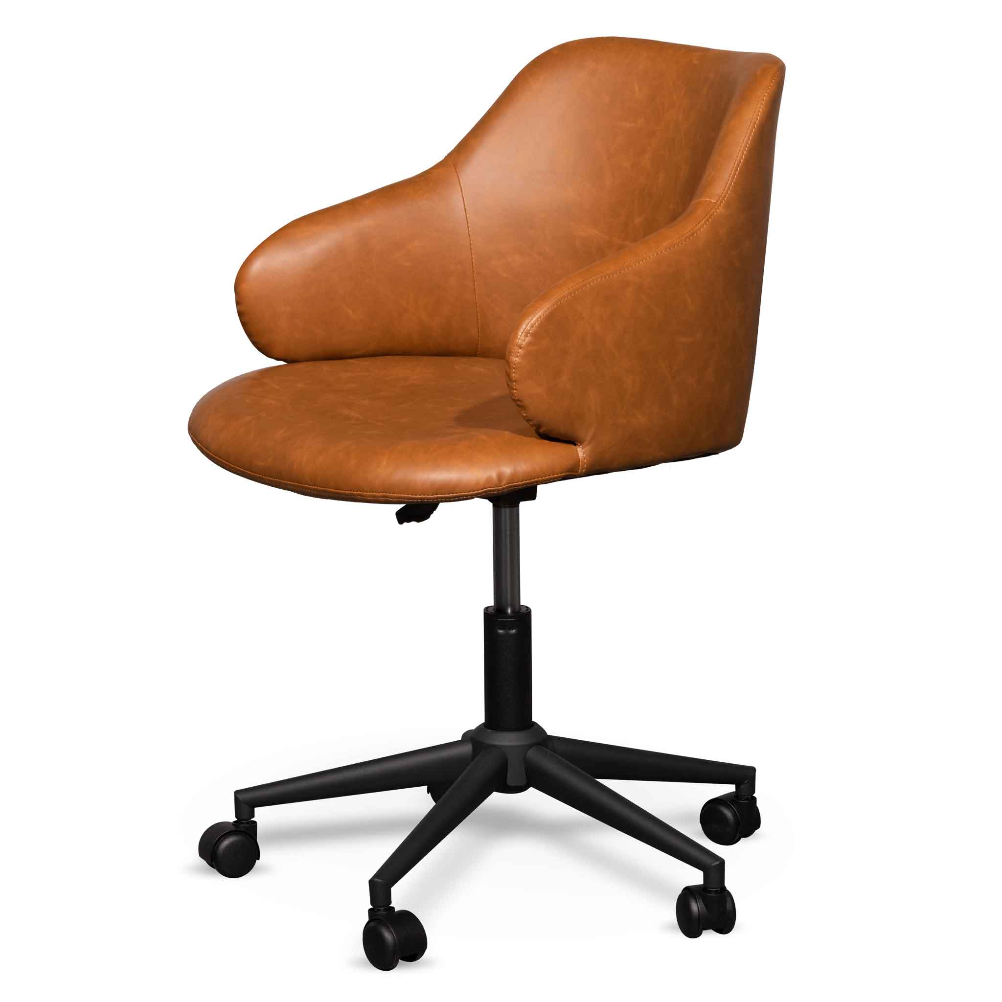 Milano Office Chair - Vintage Tan with Black Base
