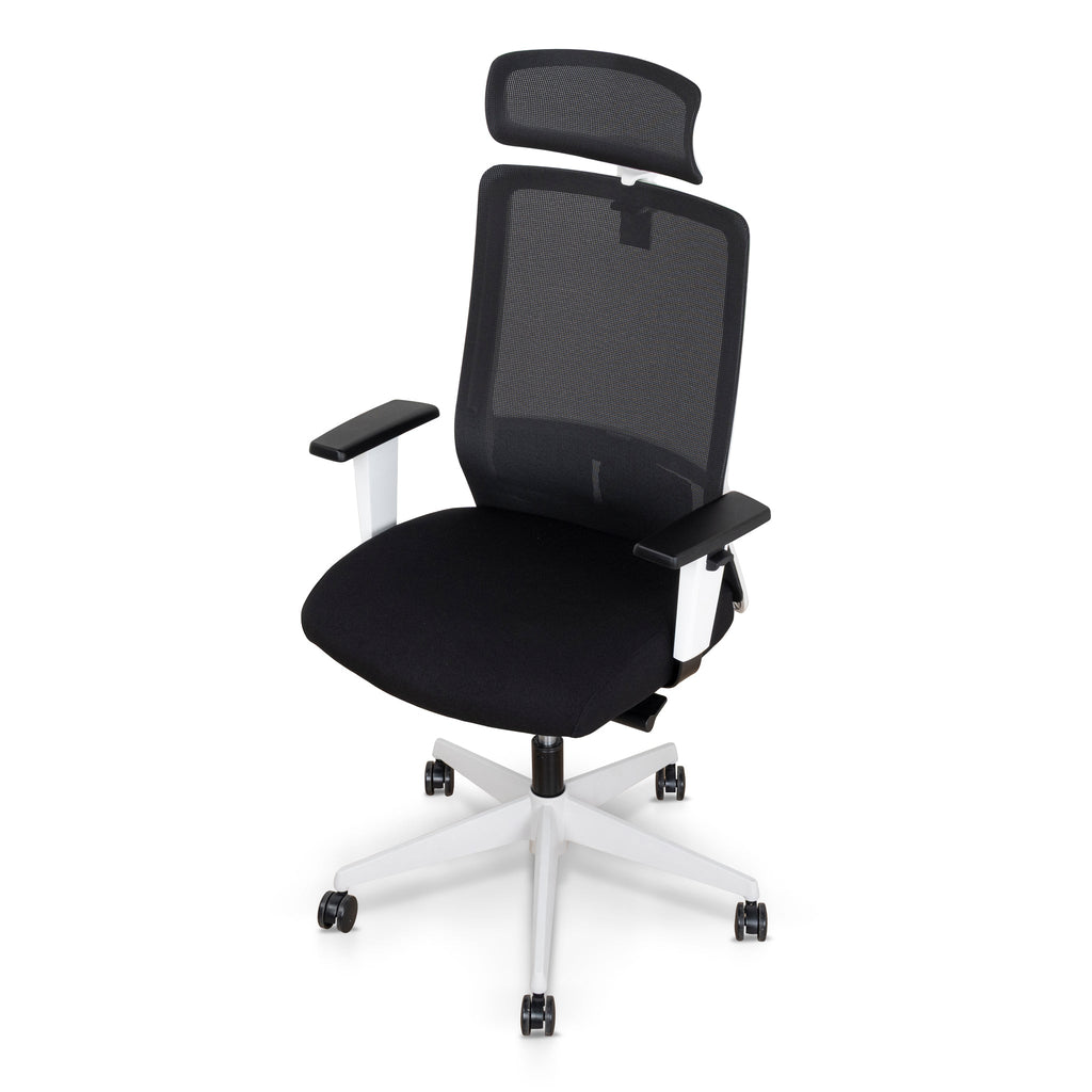 Mesh Ergonomic Milano Office Chair with Headrest - Black
