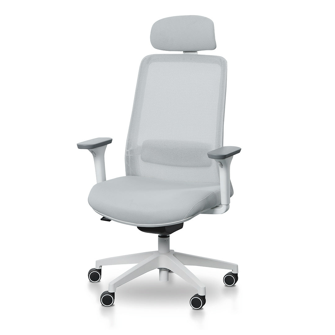 Mesh Milano Office Chair - Cloud Grey with White Base