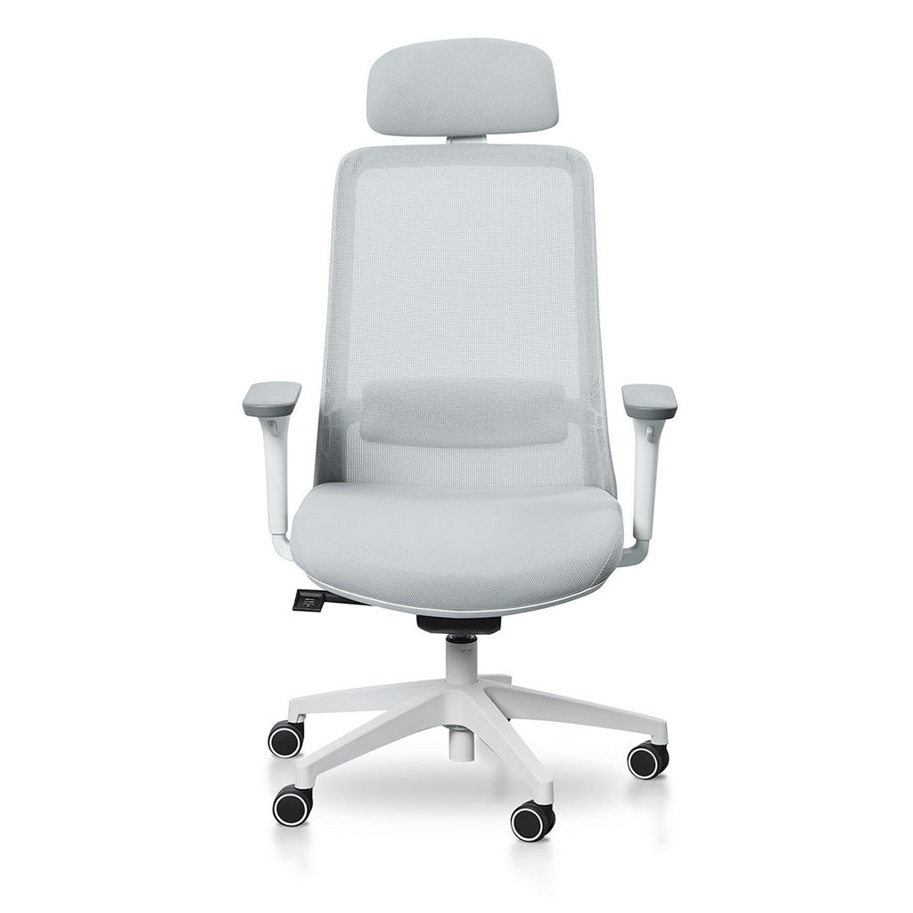 Mesh Milano Office Chair - Cloud Grey with White Base