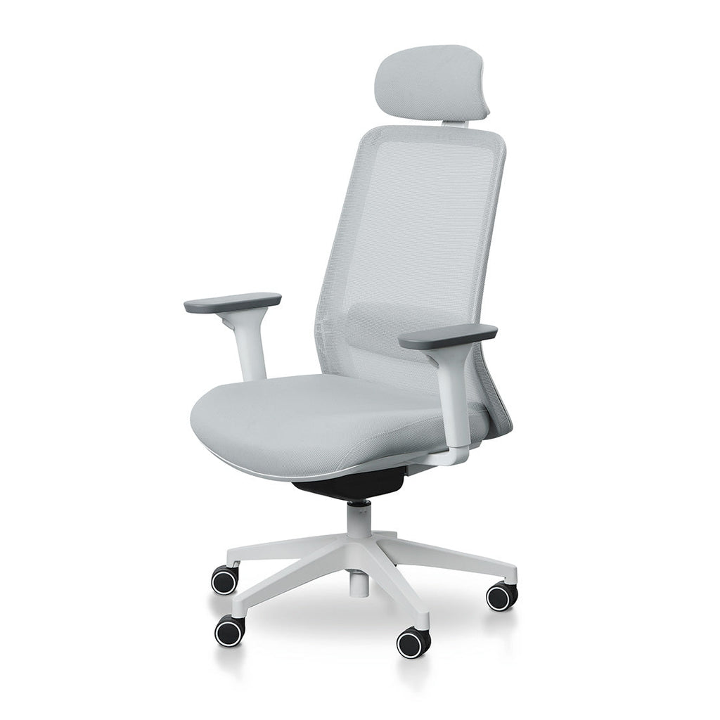 Mesh Milano Office Chair - Cloud Grey with White Base