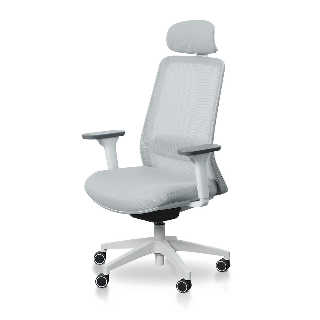 Mesh Milano Office Chair - Cloud Grey with White Base