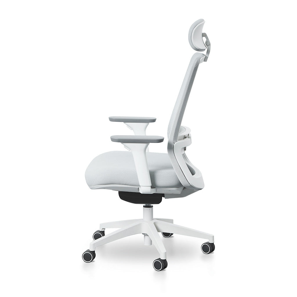 Mesh Milano Office Chair - Cloud Grey with White Base