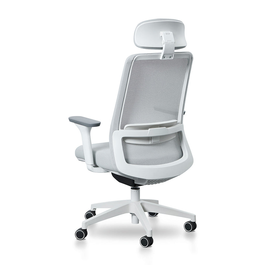 Mesh Milano Office Chair - Cloud Grey with White Base