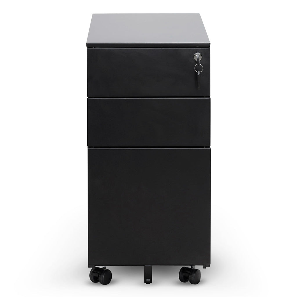 3 Drawers Slim Milano Mobile Pedestal - Black