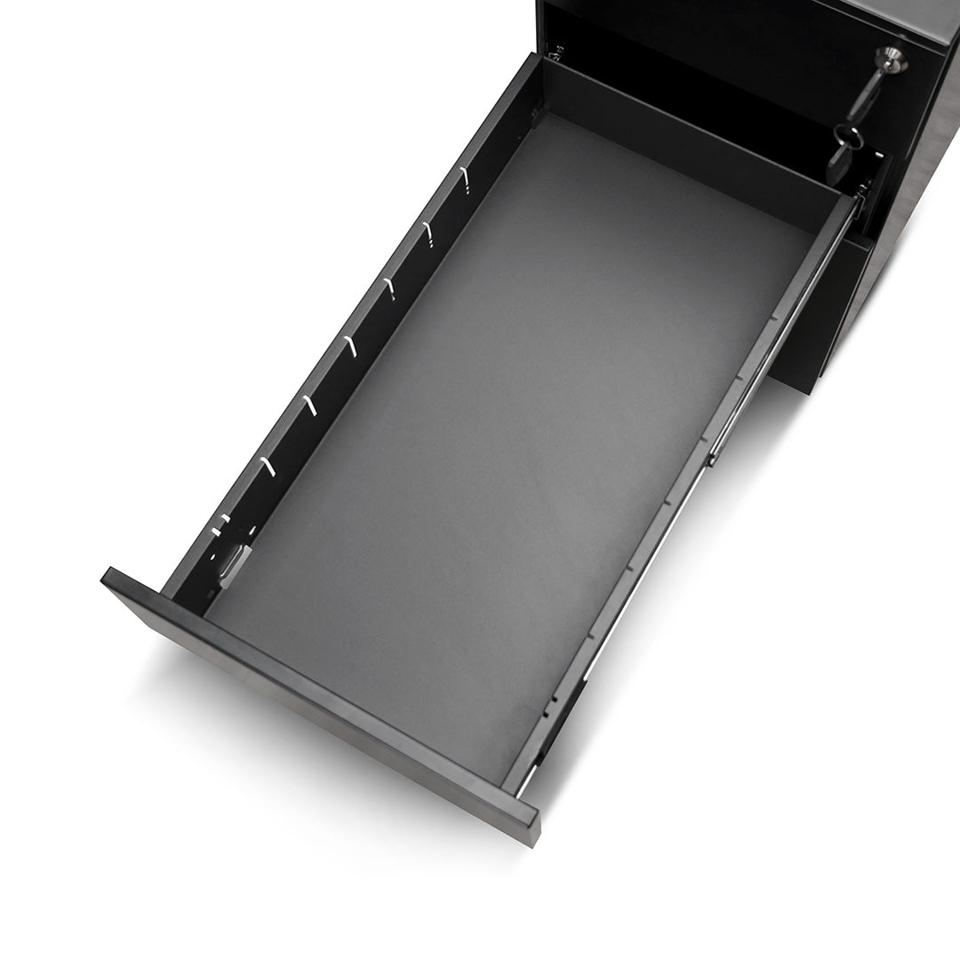 3 Drawers Slim Milano Mobile Pedestal - Black