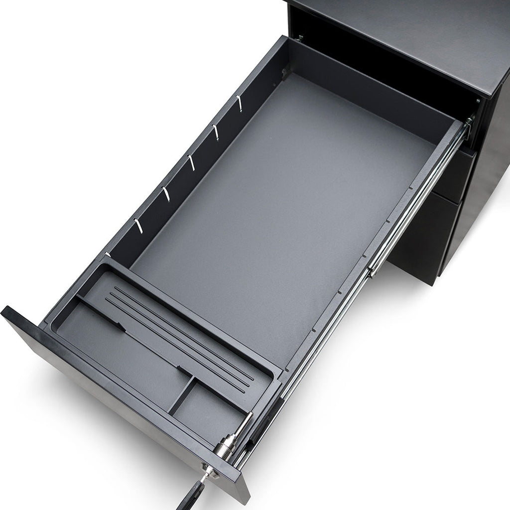 3 Drawers Slim Milano Mobile Pedestal - Black