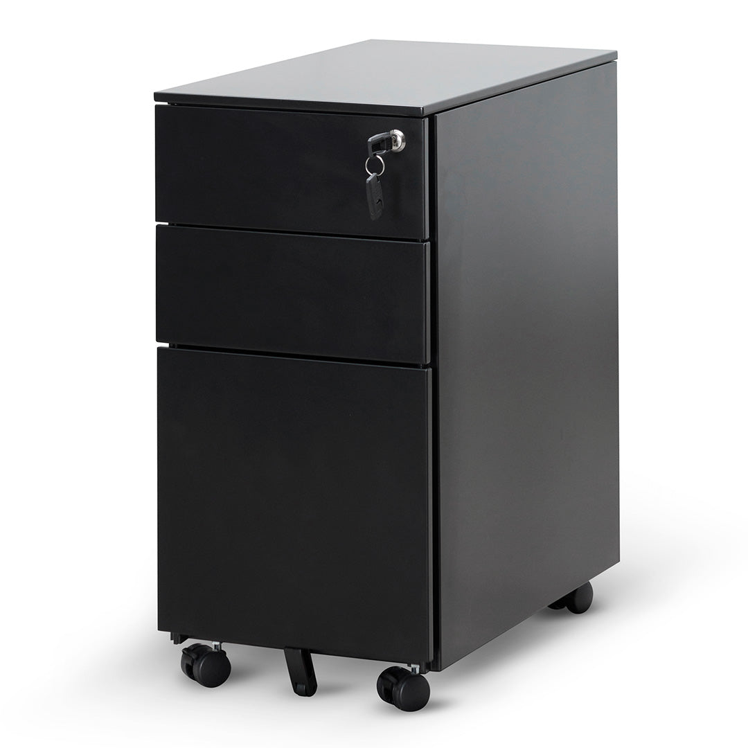 3 Drawers Slim Milano Mobile Pedestal - Black