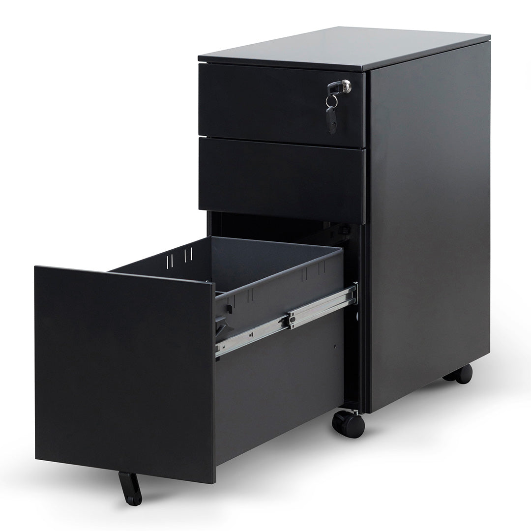 3 Drawers Slim Milano Mobile Pedestal - Black