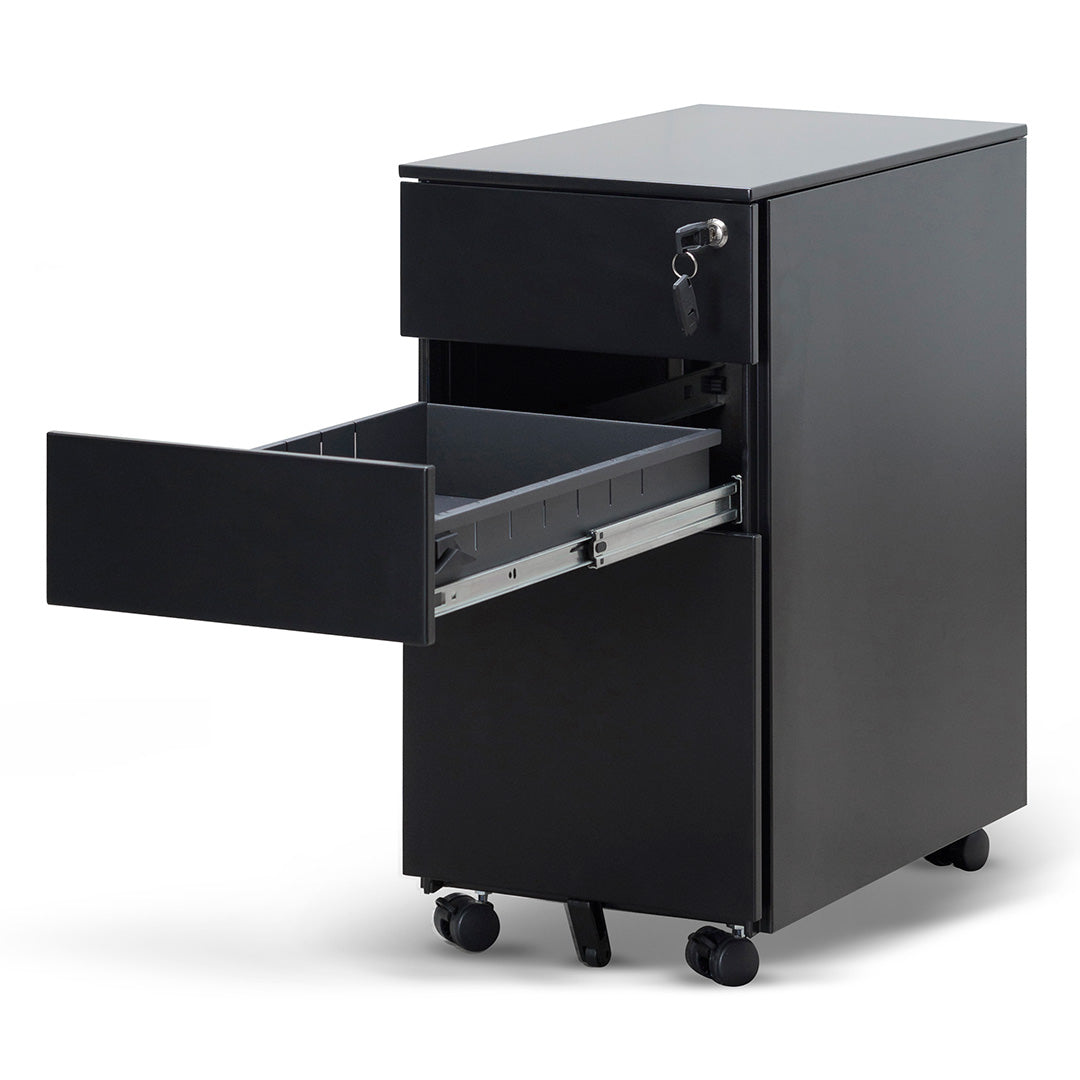 3 Drawers Slim Milano Mobile Pedestal - Black