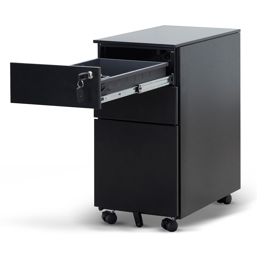 3 Drawers Slim Milano Mobile Pedestal - Black
