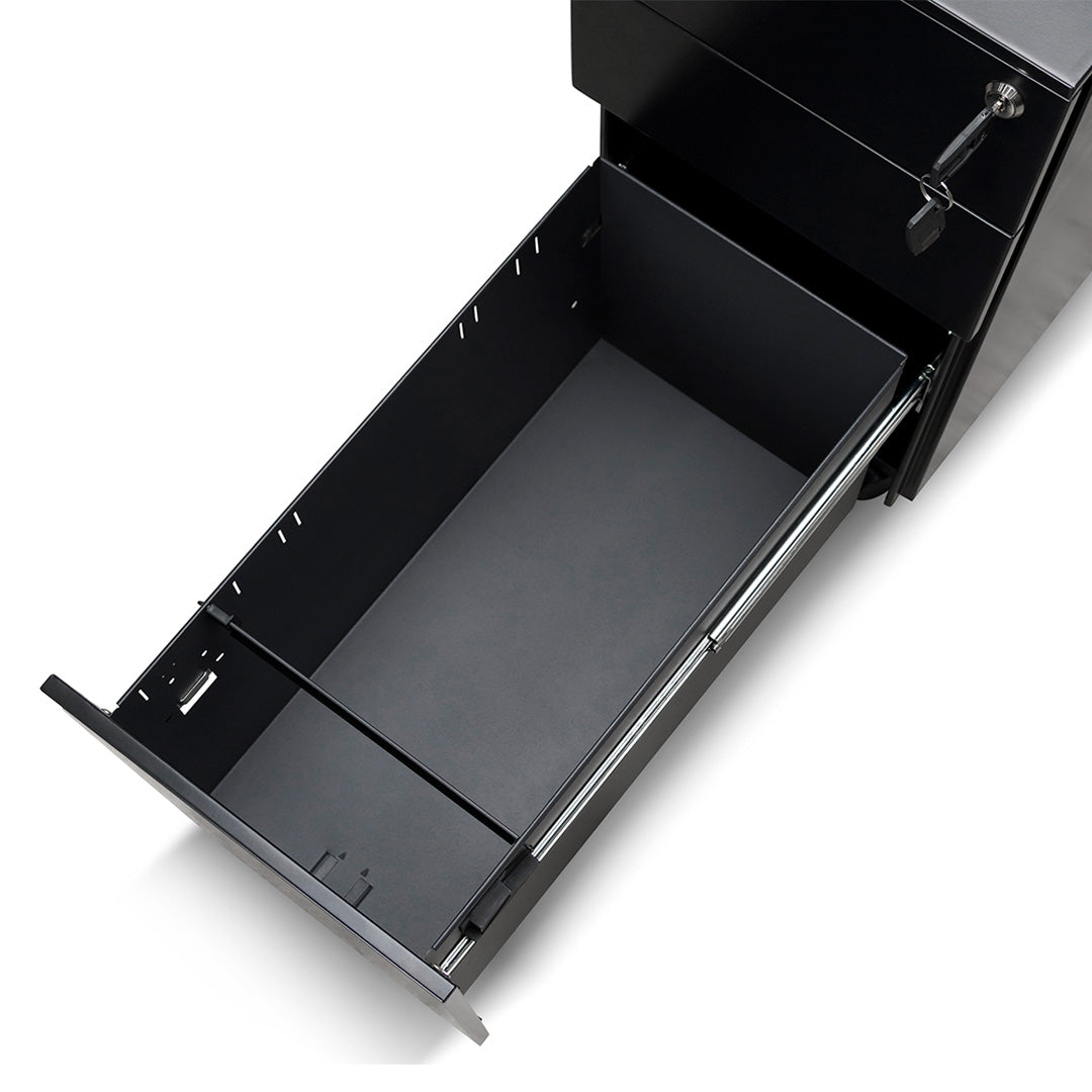 3 Drawers Slim Milano Mobile Pedestal - Black