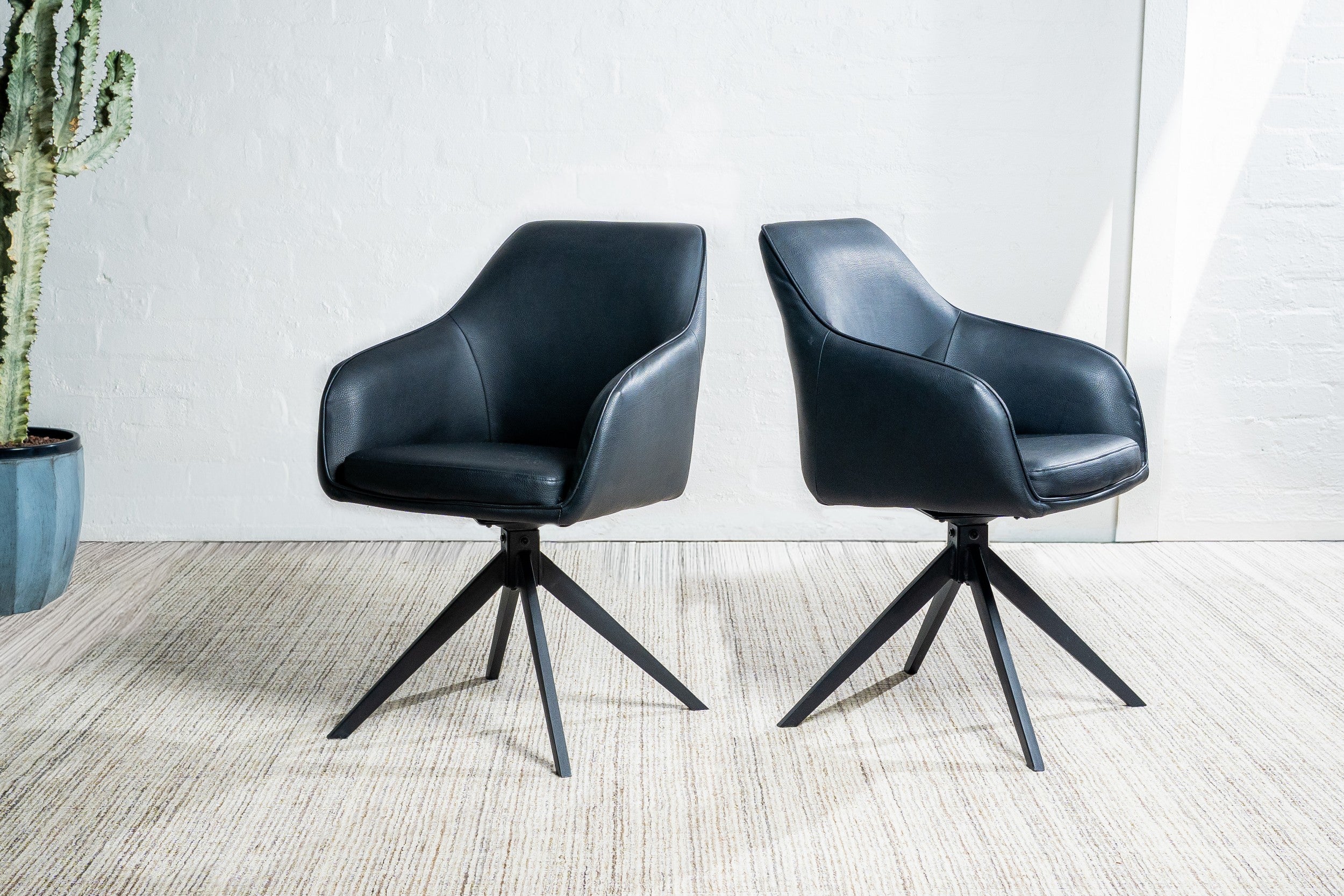 Pivot Rotation Dining Chair Black (Set of 2)
