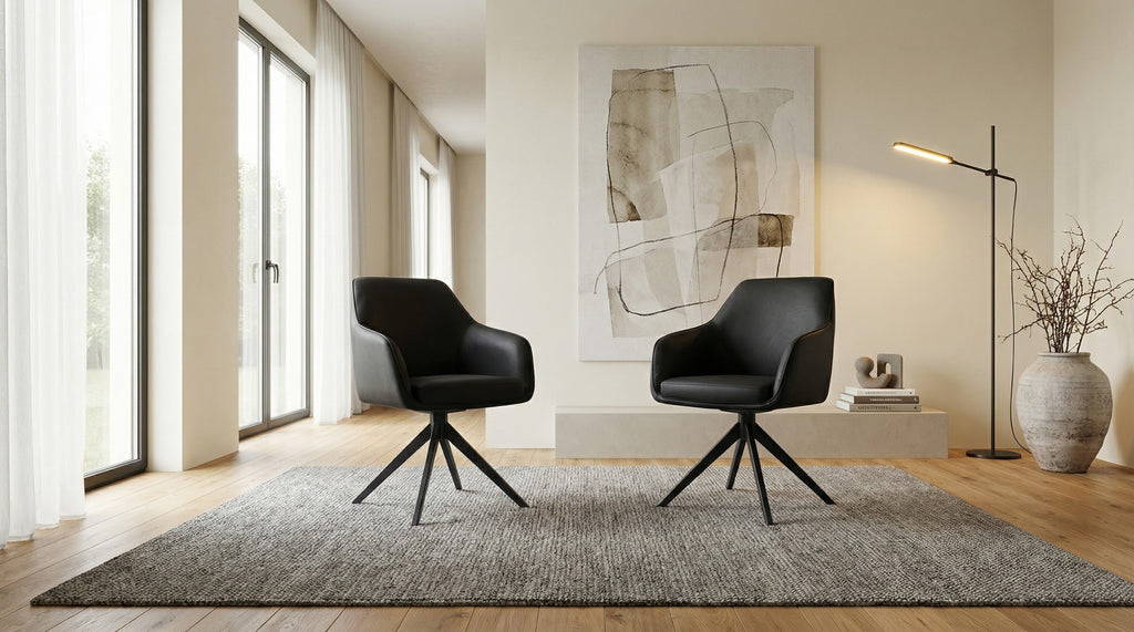 Pivot Rotation Dining Chair Black (Set of 2)