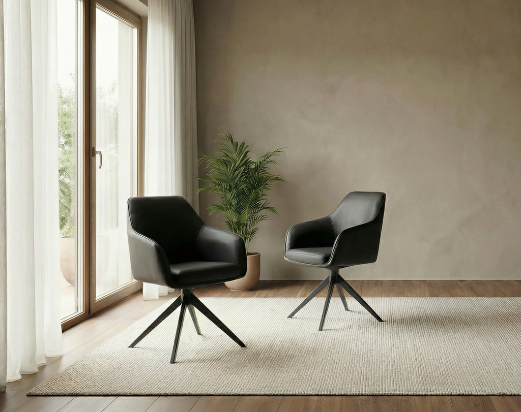 Pivot Rotation Dining Chair Black (Set of 2)