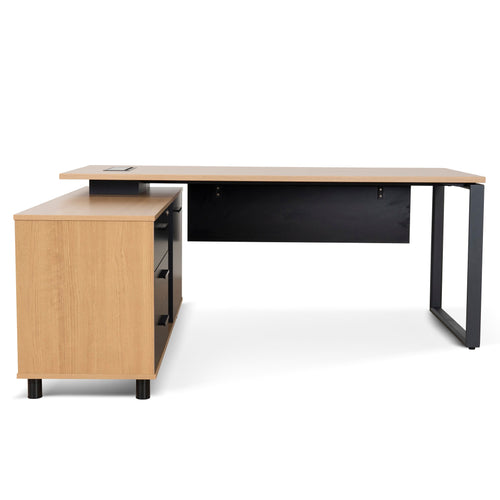 1.8m Milano Executive Desk Left Return with Black Legs - Natural