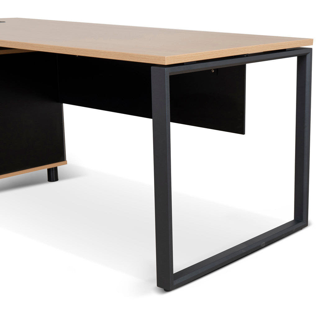 1.8m Milano Executive Desk Left Return with Black Legs - Natural