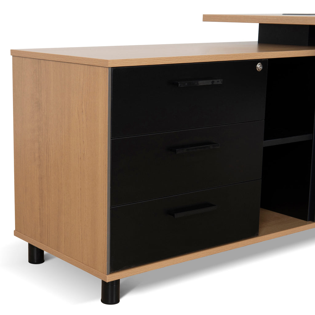 1.8m Milano Executive Desk Left Return with Black Legs - Natural