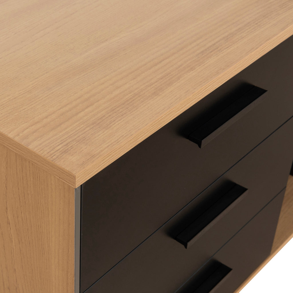 1.8m Milano Executive Desk Left Return with Black Legs - Natural