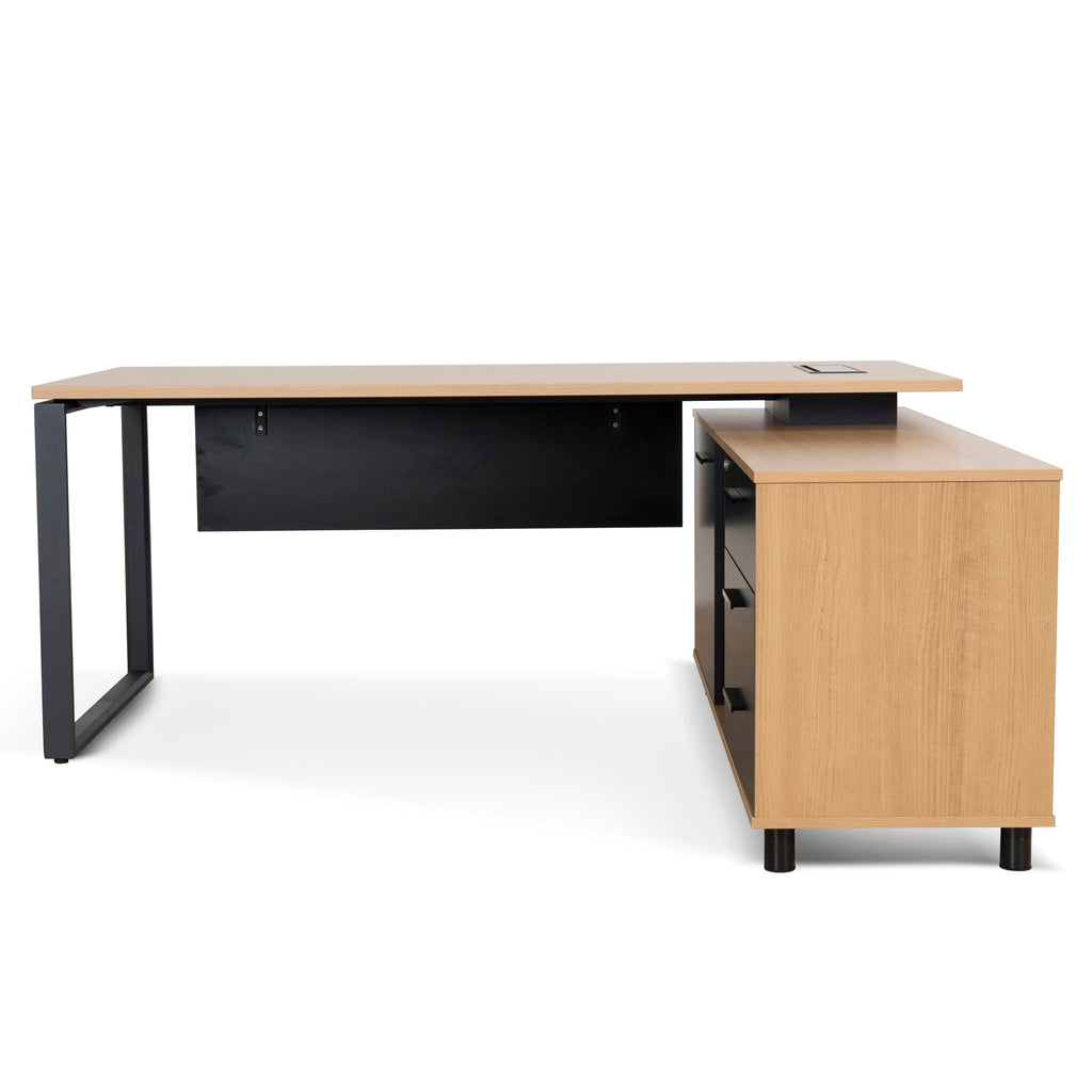 1.8m Milano Executive Desk Right Return with Black Legs - Natural