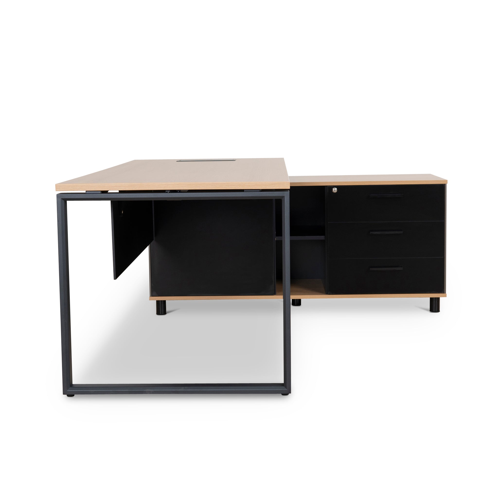 1.8m Milano Executive Desk Right Return with Black Legs - Natural