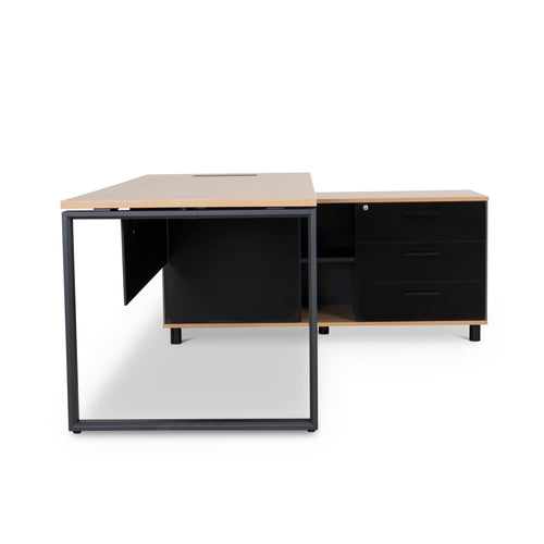 1.8m Milano Executive Desk Right Return with Black Legs - Natural