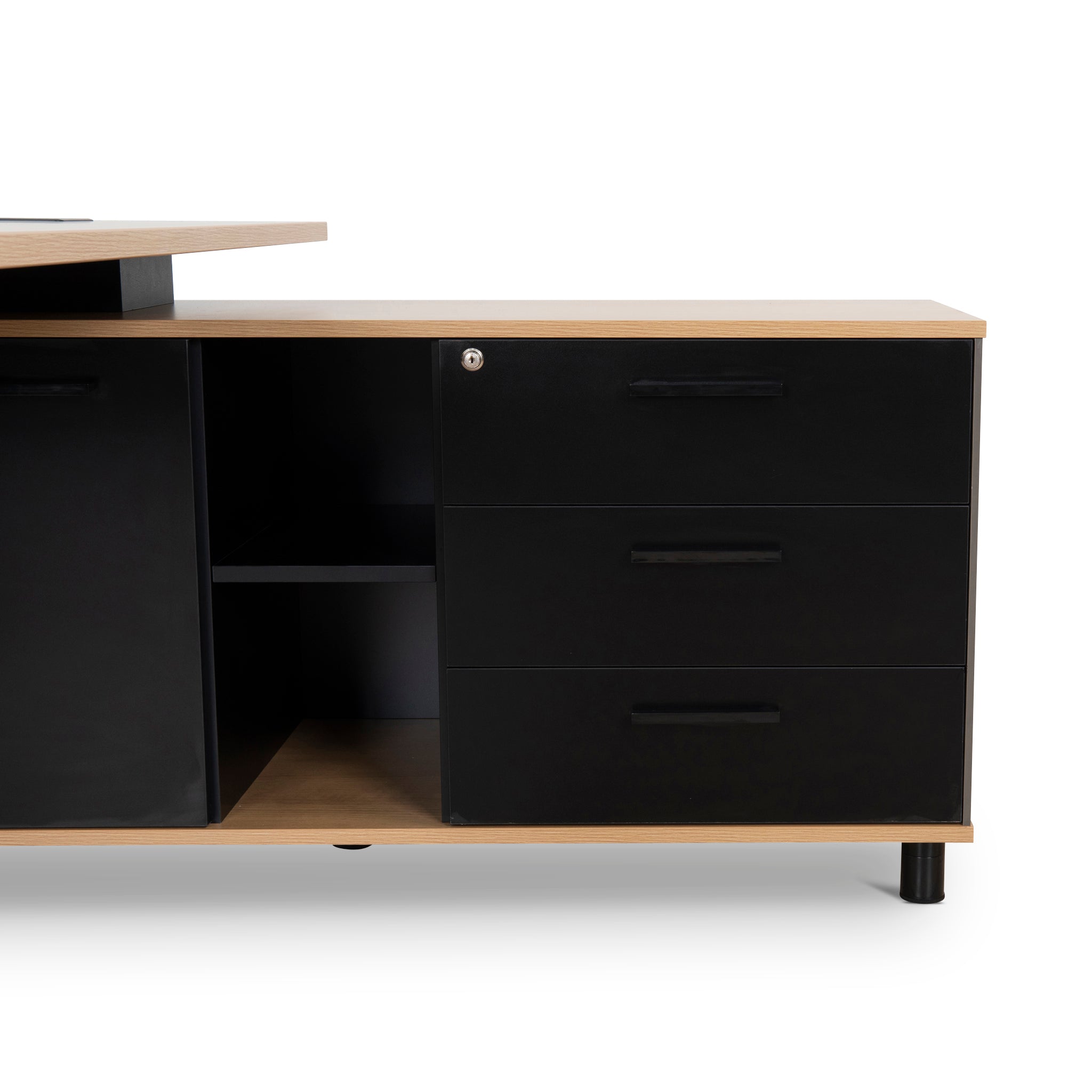1.8m Milano Executive Desk Right Return with Black Legs - Natural