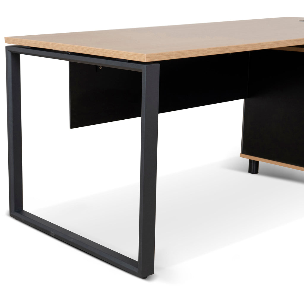 1.8m Milano Executive Desk Right Return with Black Legs - Natural