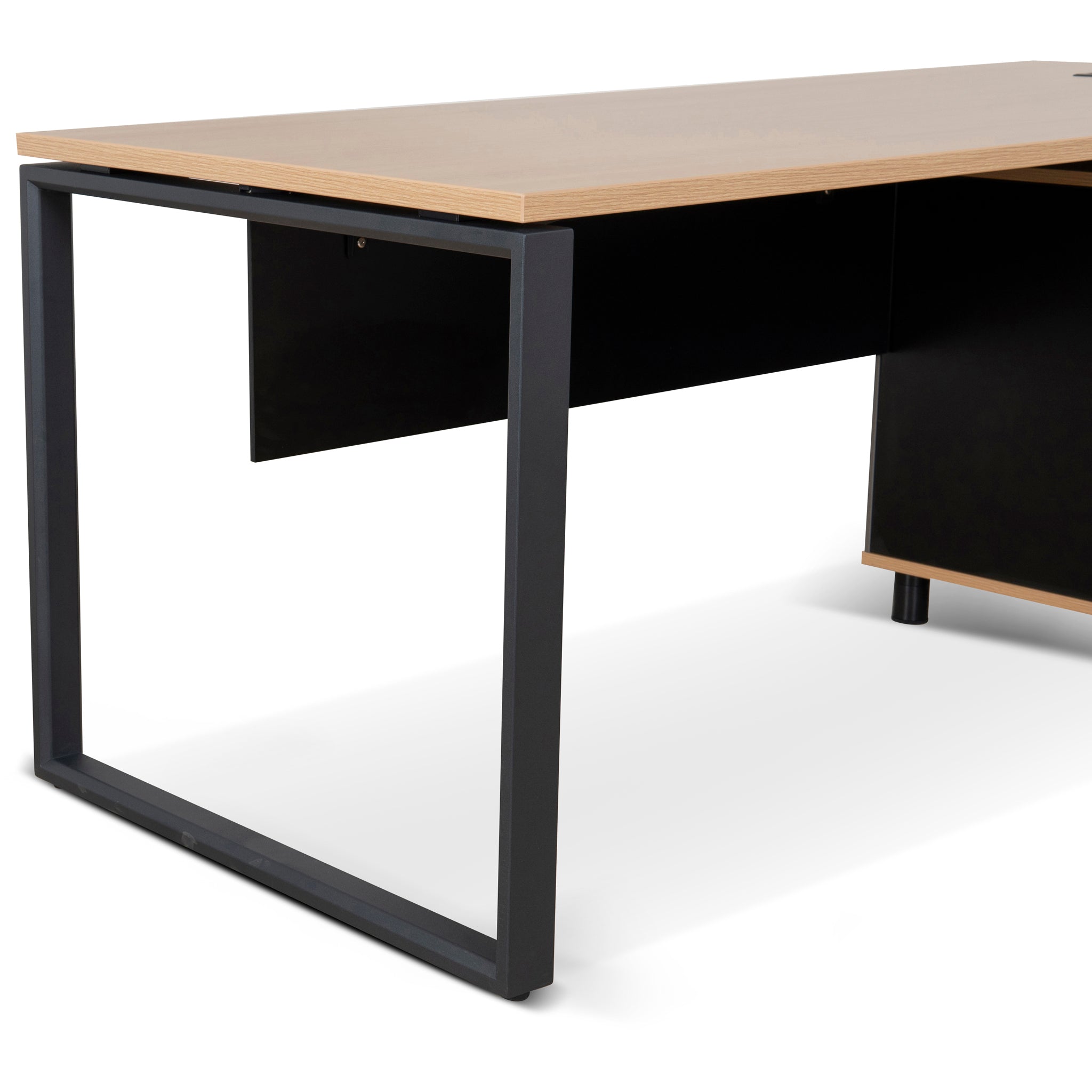 1.8m Milano Executive Desk Right Return with Black Legs - Natural