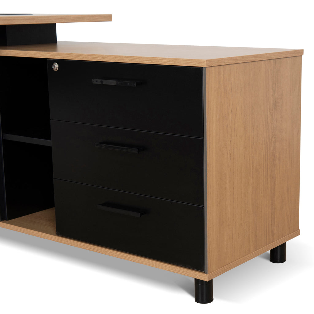 1.8m Milano Executive Desk Right Return with Black Legs - Natural