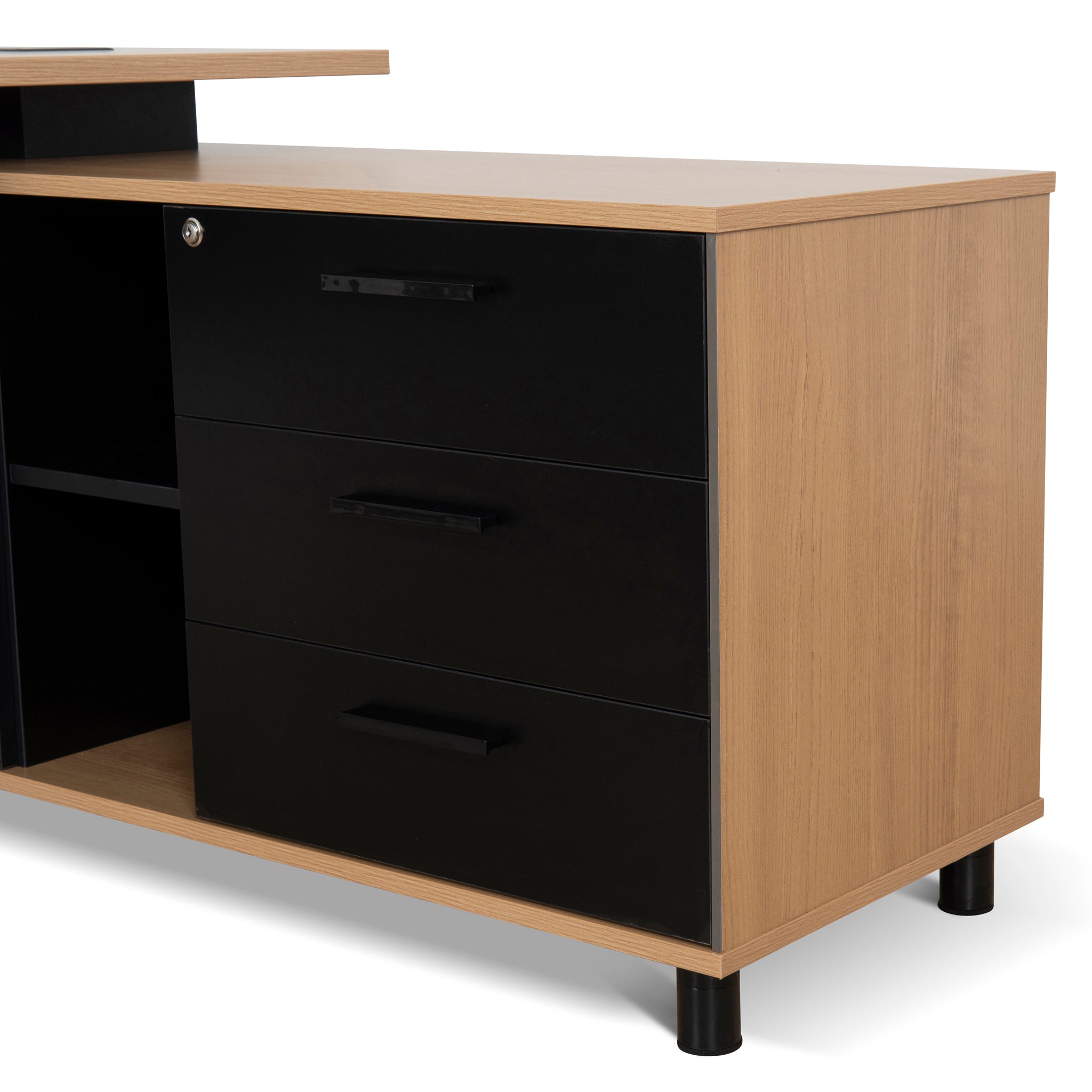 1.8m Milano Executive Desk Right Return with Black Legs - Natural