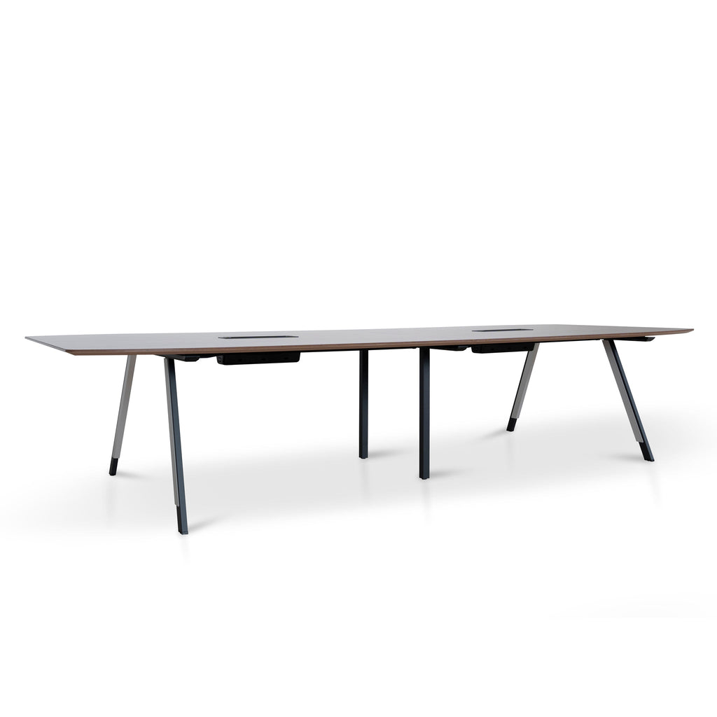 3.6m Boardroom Siena Meeting Table - Walnut Top With Black Legs
